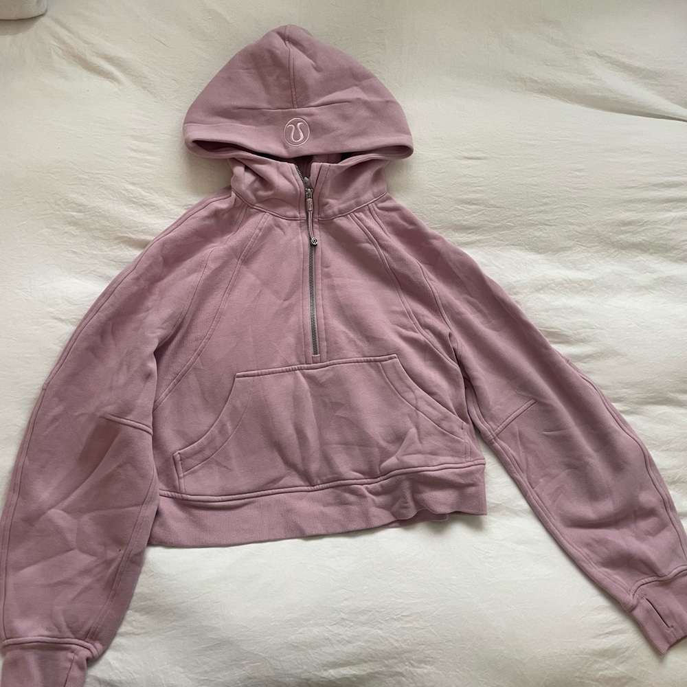Pink Lululemon scuba half zip with hoodie